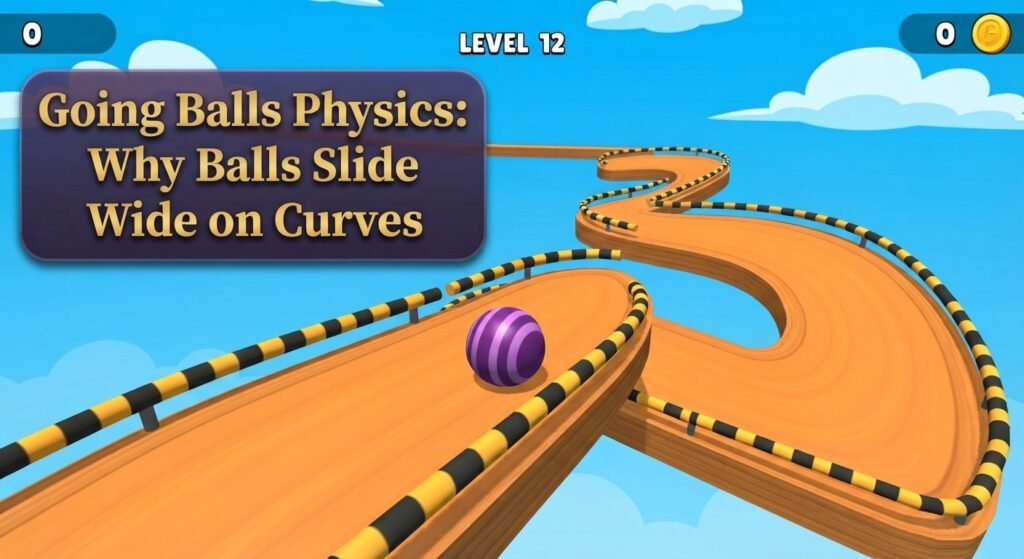 Going Balls Physics: Why Balls Slide Wide on Curves